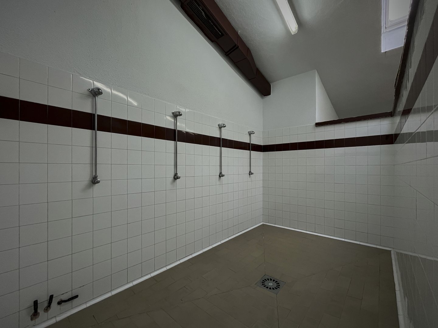 Aldagela baten argazkia. Dutxa irekia, lau txorrotarekin.